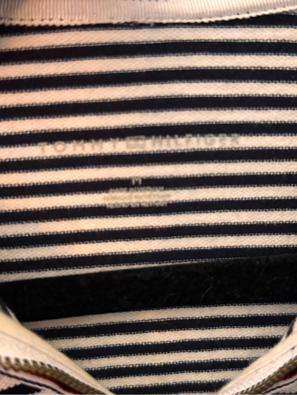 Tommy Hilfiger Women’s Striped Quarter Zip Polo Top Navy White 3/4 Sleeve Medium - Picture 3 of 11